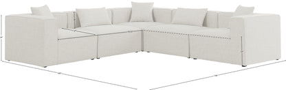 Crescent Cream Durable Linen Textured Modular Sectional Sec5C