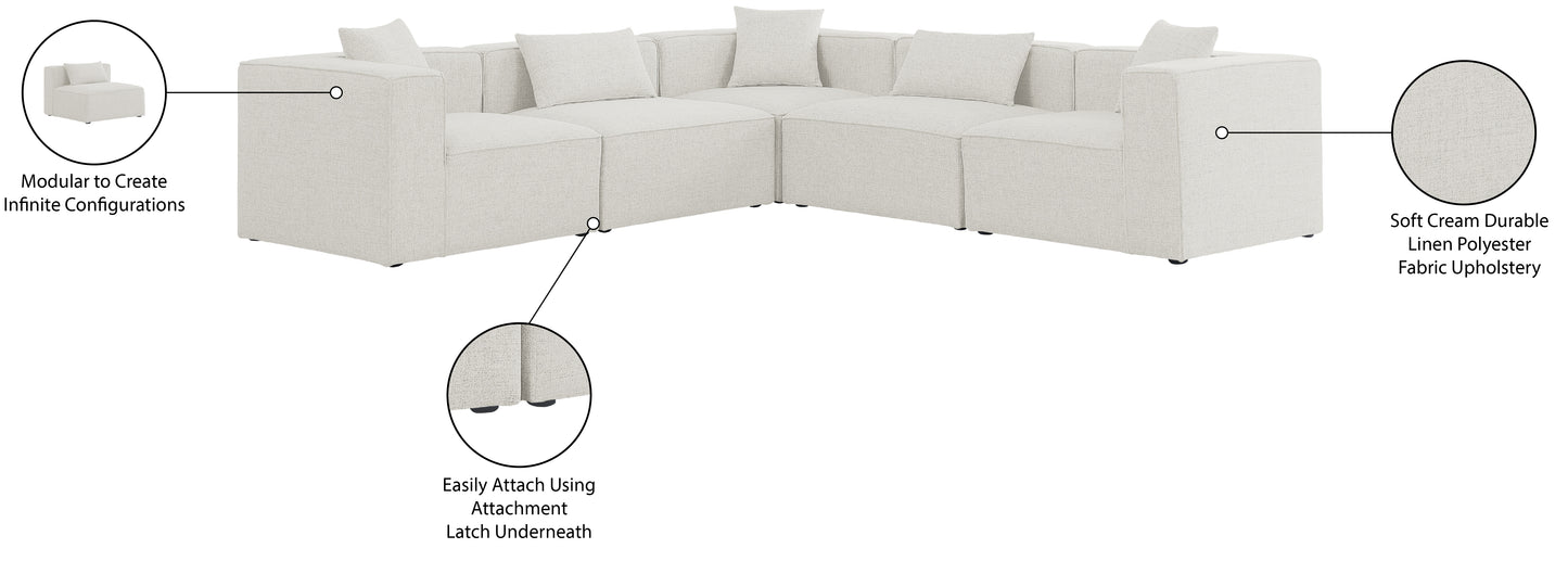 crescent cream durable linen textured modular sectional sec5c