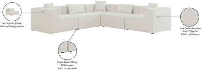 Crescent Cream Durable Linen Textured Modular Sectional Sec5C