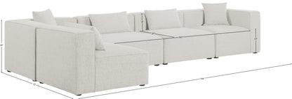 Crescent Cream Durable Linen Textured Modular Sectional Sec5D