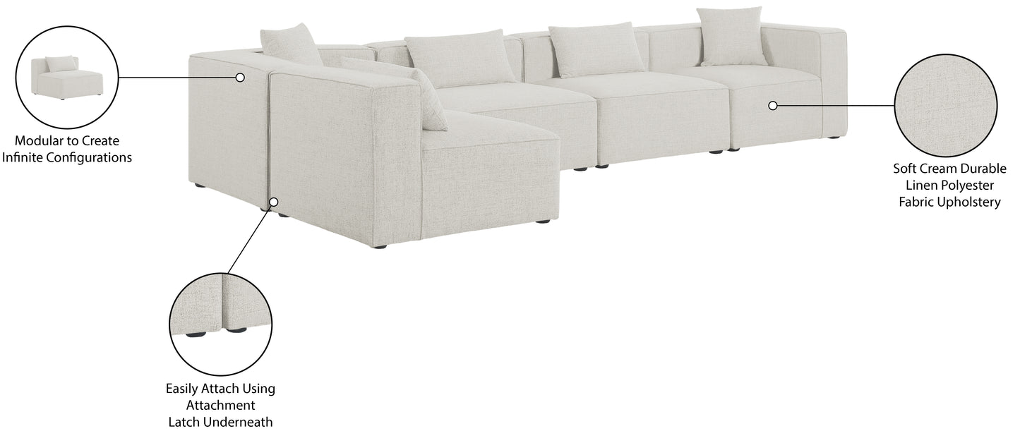 crescent cream durable linen textured modular sectional sec5d