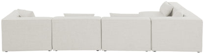 Crescent Cream Durable Linen Textured Modular Sectional Sec5D