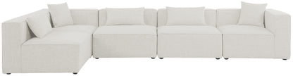 Crescent Cream Durable Linen Textured Modular Sectional Sec5D