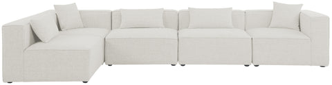 Crescent Cream Durable Linen Textured Modular Sectional Sec5D