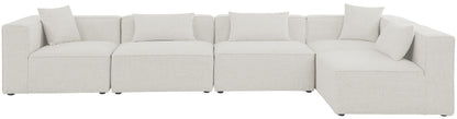 Crescent Cream Durable Linen Textured Modular Sectional Sec5D