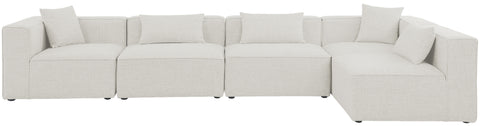Crescent Cream Durable Linen Textured Modular Sectional Sec5D