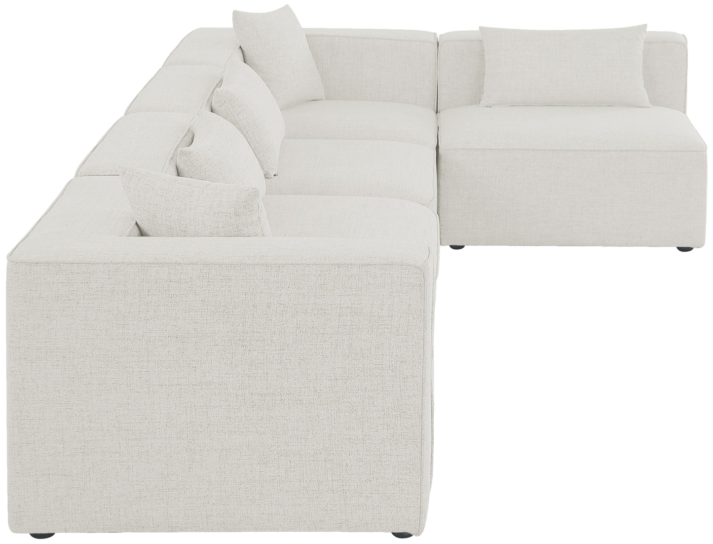 crescent cream durable linen textured modular sectional sec5d