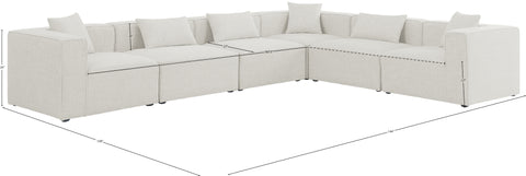Crescent Cream Durable Linen Textured Modular Sectional Sec6A