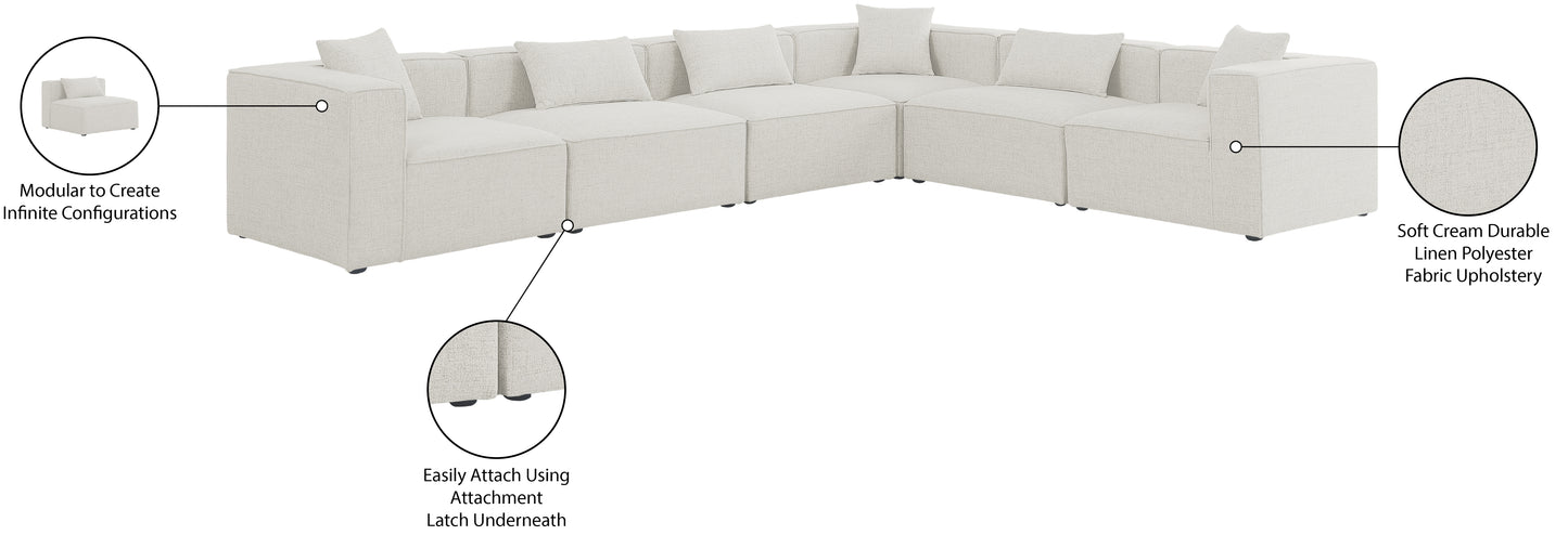 crescent cream durable linen textured modular sectional sec6a