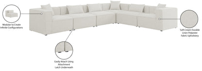 Crescent Cream Durable Linen Textured Modular Sectional Sec6A