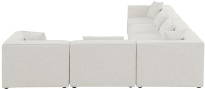 Crescent Cream Durable Linen Textured Modular Sectional Sec6A