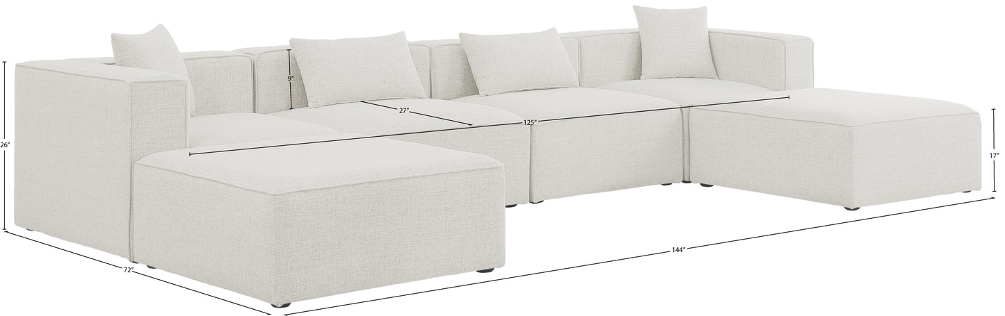 crescent cream durable linen textured modular sectional sec6b