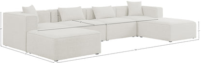 Crescent Cream Durable Linen Textured Modular Sectional Sec6B