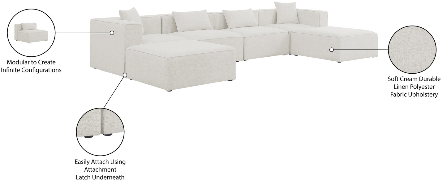 crescent cream durable linen textured modular sectional sec6b