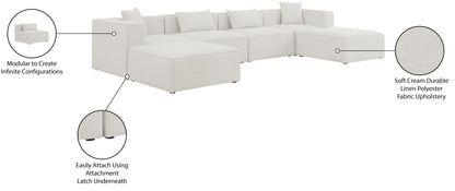 Crescent Cream Durable Linen Textured Modular Sectional Sec6B