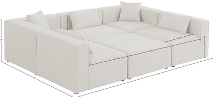 Crescent Cream Durable Linen Textured Modular Sectional Sec6C