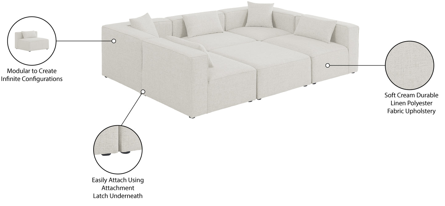 crescent cream durable linen textured modular sectional sec6c