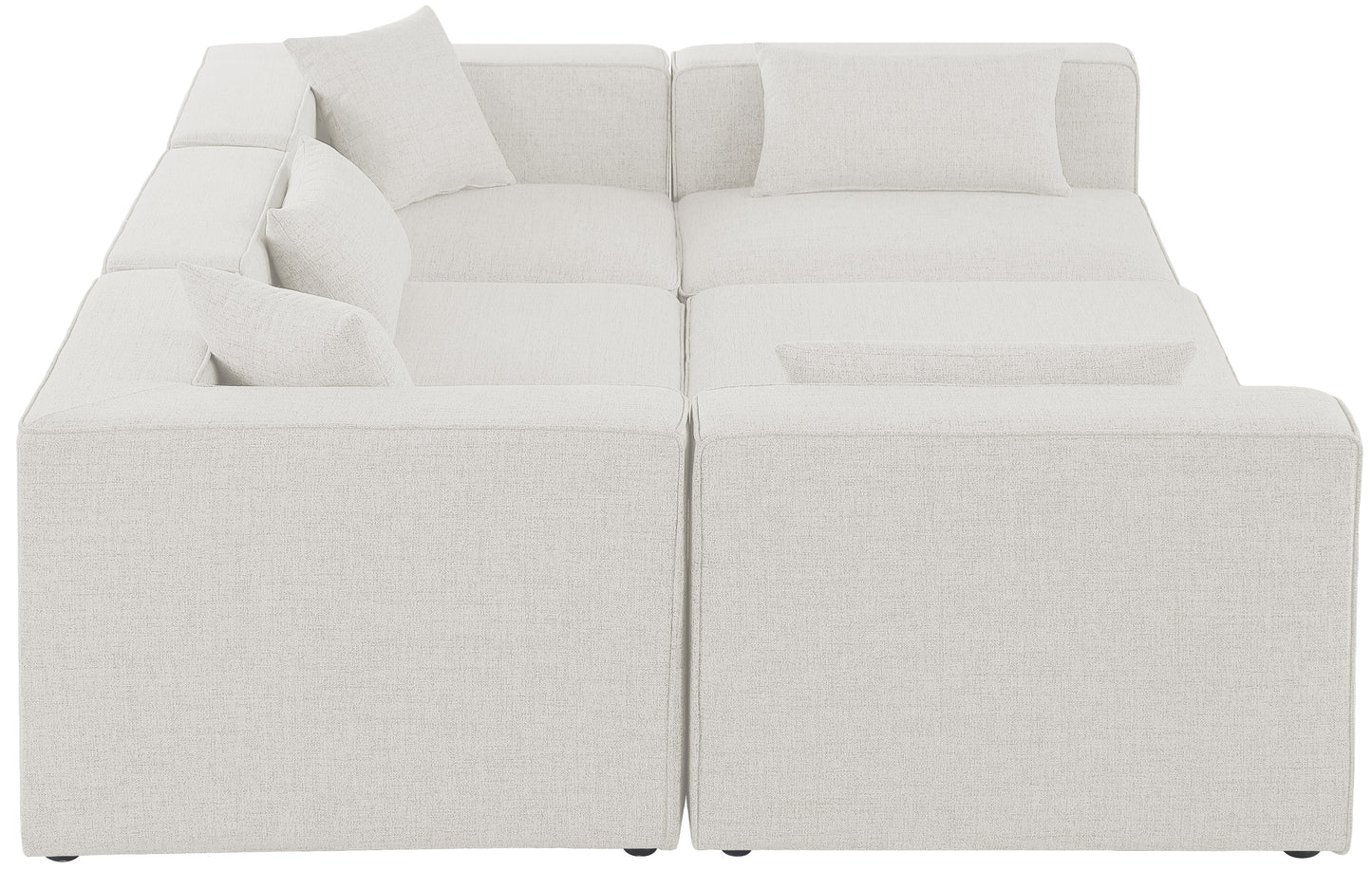 crescent cream durable linen textured modular sectional sec6c