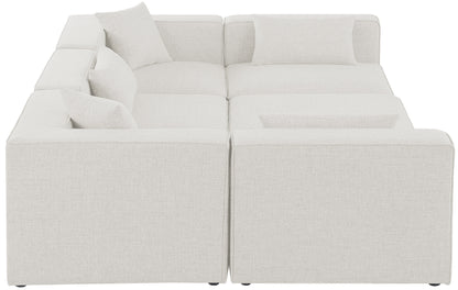 Crescent Cream Durable Linen Textured Modular Sectional Sec6C