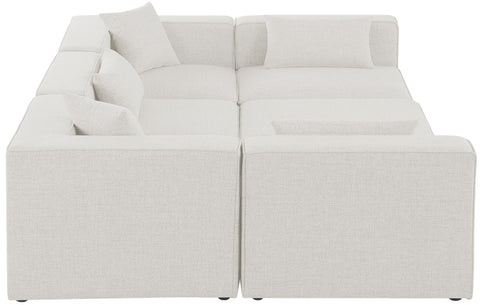 Crescent Cream Durable Linen Textured Modular Sectional Sec6C