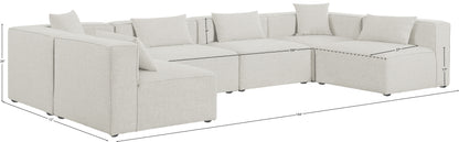 Crescent Cream Durable Linen Textured Modular Sectional Sec6D