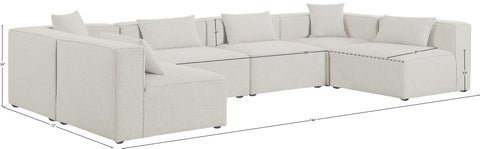 Crescent Cream Durable Linen Textured Modular Sectional Sec6D