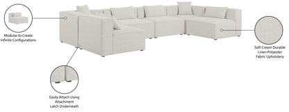 Crescent Cream Durable Linen Textured Modular Sectional Sec6D