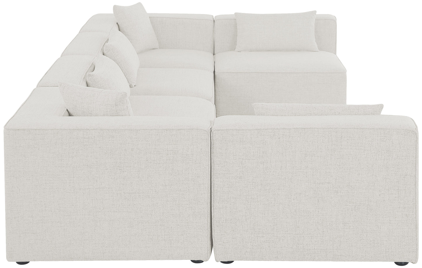 crescent cream durable linen textured modular sectional sec6d