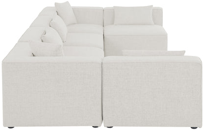 Crescent Cream Durable Linen Textured Modular Sectional Sec6D