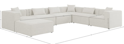 Crescent Cream Durable Linen Textured Modular Sectional Sec7A