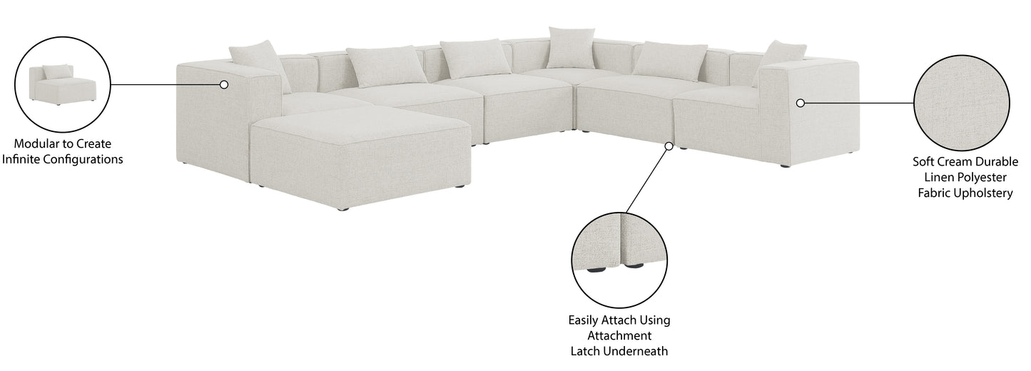 crescent cream durable linen textured modular sectional sec7a