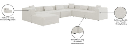 Crescent Cream Durable Linen Textured Modular Sectional Sec7A