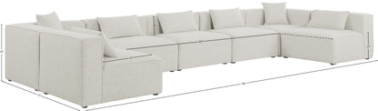 Crescent Cream Durable Linen Textured Modular Sectional Sec7B