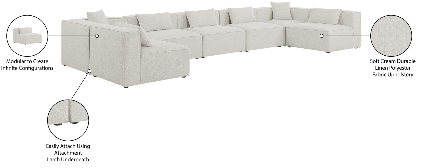 crescent cream durable linen textured modular sectional sec7b