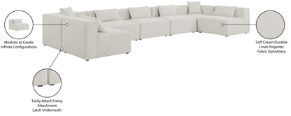 Crescent Cream Durable Linen Textured Modular Sectional Sec7B