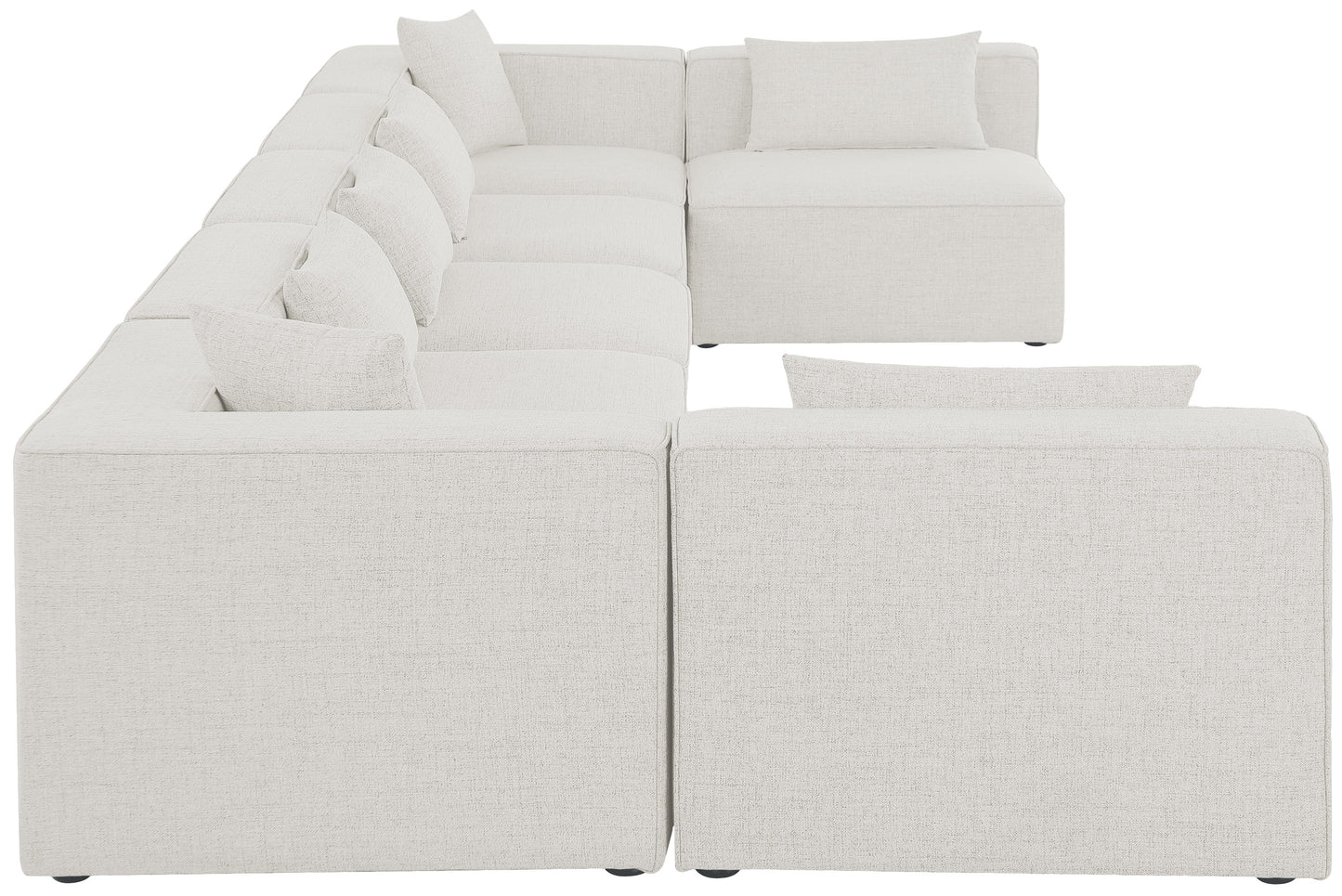 crescent cream durable linen textured modular sectional sec7b