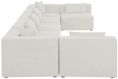 Crescent Cream Durable Linen Textured Modular Sectional Sec7B