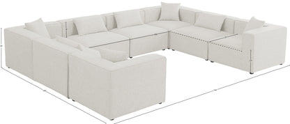 Crescent Cream Durable Linen Textured Modular Sectional Sec8A