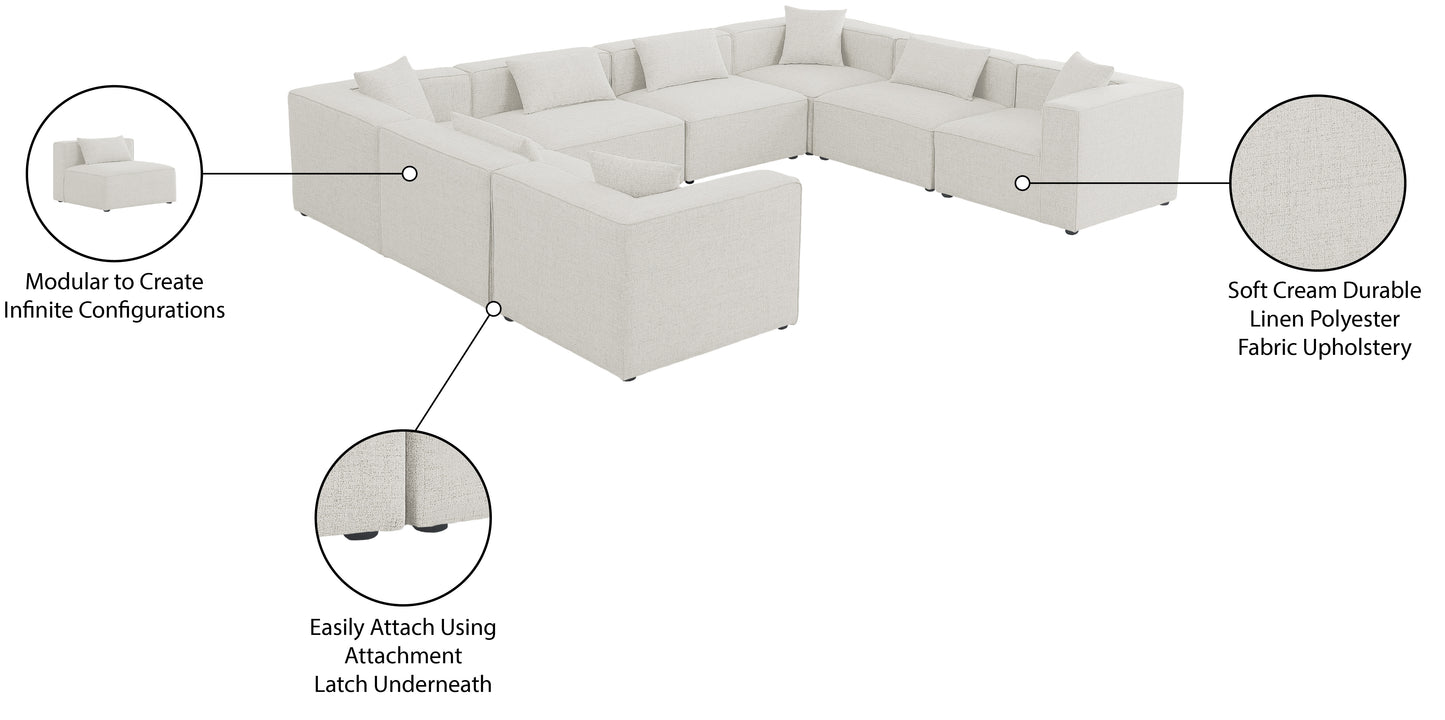 crescent cream durable linen textured modular sectional sec8a