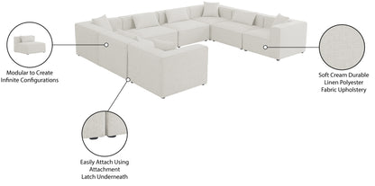 Crescent Cream Durable Linen Textured Modular Sectional Sec8A