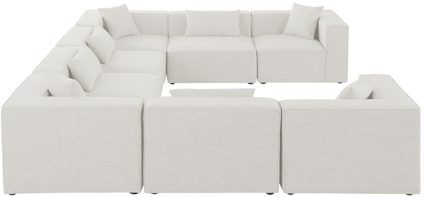 crescent cream durable linen textured modular sectional sec8a