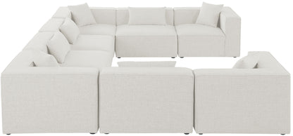 Crescent Cream Durable Linen Textured Modular Sectional Sec8A