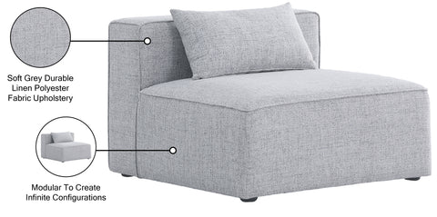 Crescent Grey Durable Linen Textured Armless Chair Armless