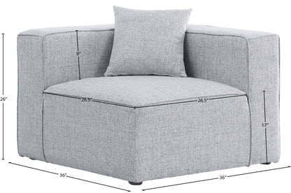 Crescent Grey Durable Linen Textured Corner Chair Corner