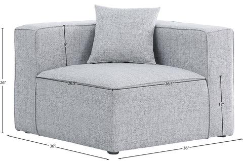 Crescent Grey Durable Linen Textured Corner Chair Corner