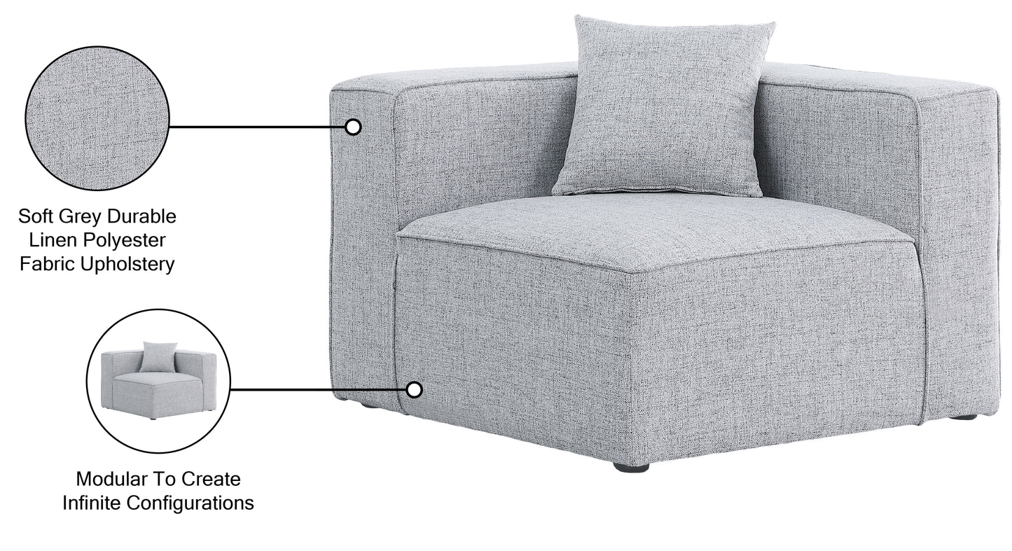 crescent grey durable linen textured corner chair corner