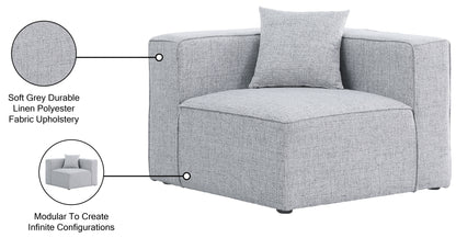 Crescent Grey Durable Linen Textured Corner Chair Corner