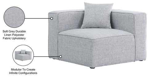 Crescent Grey Durable Linen Textured Corner Chair Corner