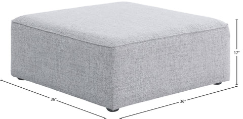 Crescent Grey Durable Linen Textured Ottoman Ott