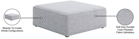 Crescent Grey Durable Linen Textured Ottoman Ott